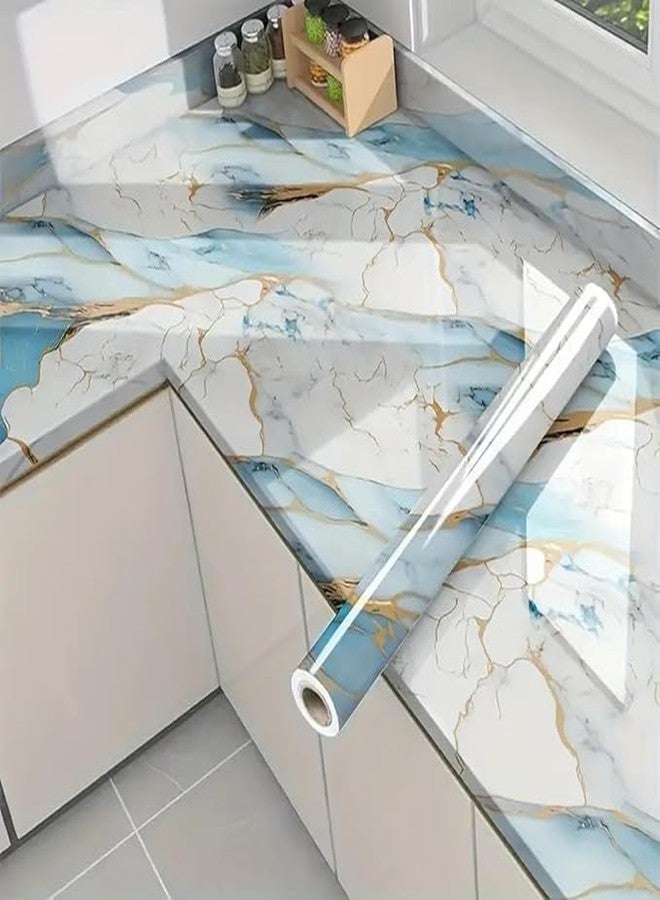 FLETIX Premium Wall Stickers DIY Vinyl Marble Peel and Stick Waterproof Wallpaper for Home-Office-Bedroom Kitchen Countertop Wooden Furniture Oil Proof Kitchen Stickers (10, Iceland Ocean(60X200cm)) - Image 1